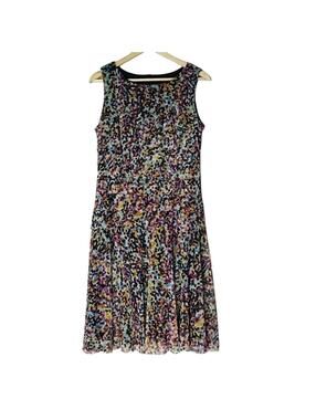 ILE New York Multicolor Ruffle Dot Print Sleeveless Dress 12 Knee Length Lined